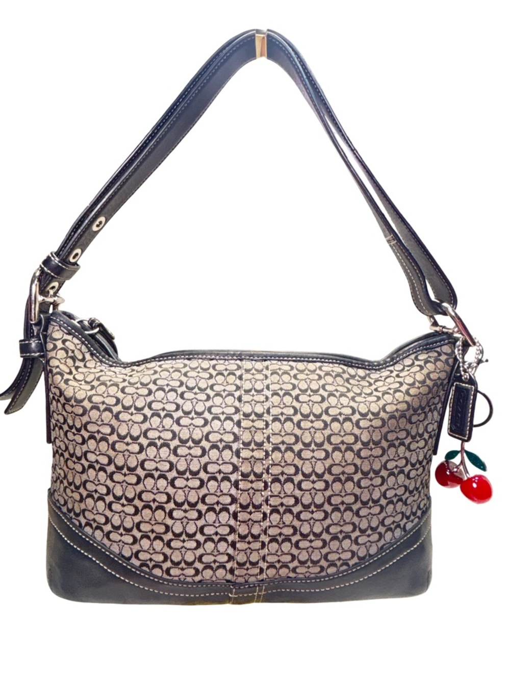 Coach Y2K SoHo Hamptons Black and Gray Signature Hobo F10945 2007